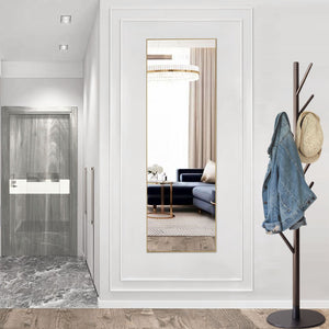 HomeRoots 63" Elegant Gold Metal Full-Length Mirror - Freestanding & Wall Mount - Modern, Versatile Design 636330