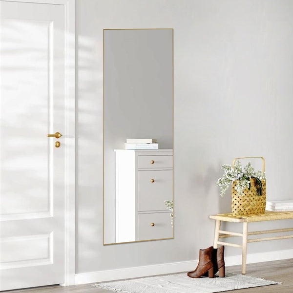 HomeRoots 63" Elegant Gold Metal Full-Length Mirror - Freestanding & Wall Mount - Modern, Versatile Design 636330