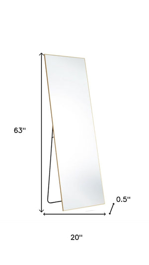 HomeRoots 63" Elegant Gold Metal Full-Length Mirror - Freestanding & Wall Mount - Modern, Versatile Design 636330