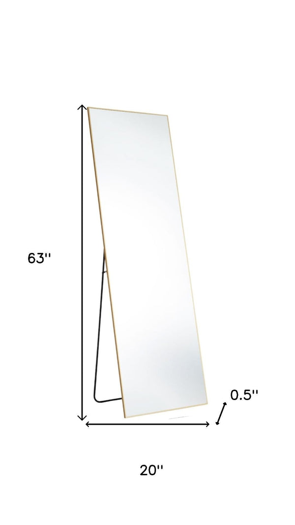 HomeRoots 63" Elegant Gold Metal Full-Length Mirror - Freestanding & Wall Mount - Modern, Versatile Design 636330