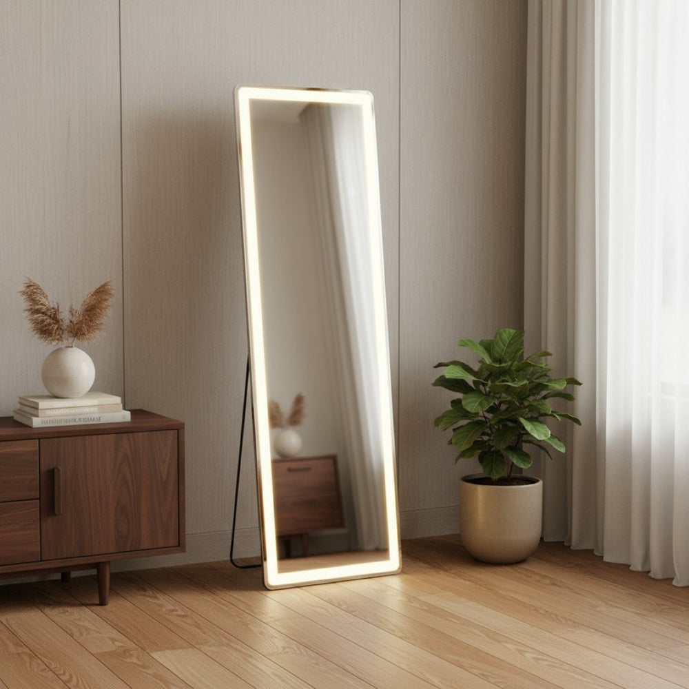 HomeRoots 60" Clear Lighted Frameless Full-Length Mirror with Adjustable LED for Home & Commercial Use 636331