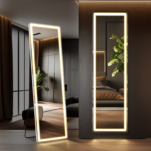 HomeRoots 60" Clear Lighted Frameless Full-Length Mirror with Adjustable LED for Home & Commercial Use 636331