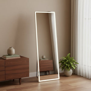 HomeRoots 64" Clear Lighted Frameless Full Length Mirror - Dual Installation with Adjustable LED Brightness 636333