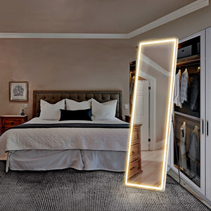 HomeRoots 64" Clear Lighted Frameless Full Length Mirror - Dual Installation with Adjustable LED Brightness 636333