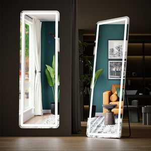 HomeRoots 64" Clear Lighted Frameless Full Length Mirror - Dual Installation with Adjustable LED Brightness 636333