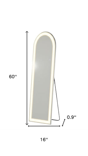 HomeRoots 60" Clear Arched Full-Length Mirror with Adjustable LED Lighting - Stylish, Versatile & Frameless Design 636334