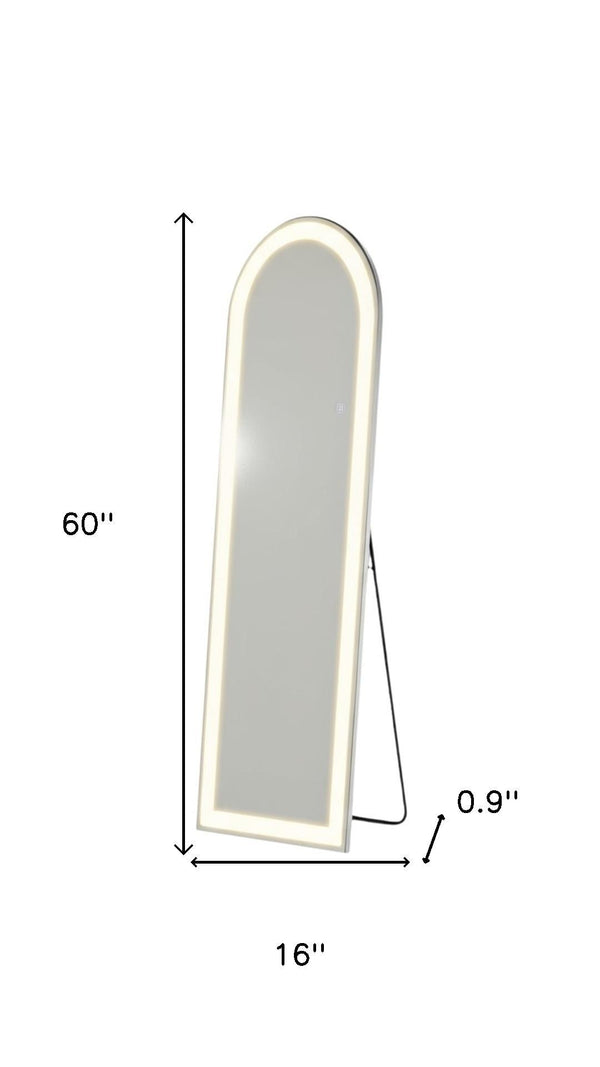 HomeRoots 60" Clear Arched Full-Length Mirror with Adjustable LED Lighting - Stylish, Versatile & Frameless Design 636334