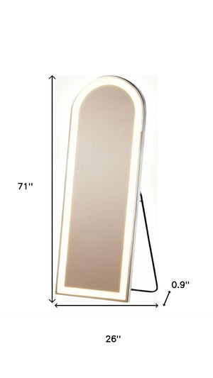 HomeRoots 71" Elegant Arched LED Frameless Full-Length Mirror – Versatile Freestanding or Wall-Mount Design 636335