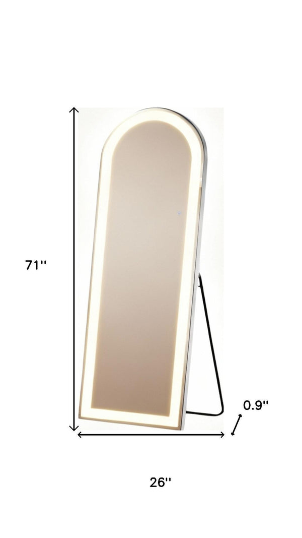 HomeRoots 71" Elegant Arched LED Frameless Full-Length Mirror – Versatile Freestanding or Wall-Mount Design 636335