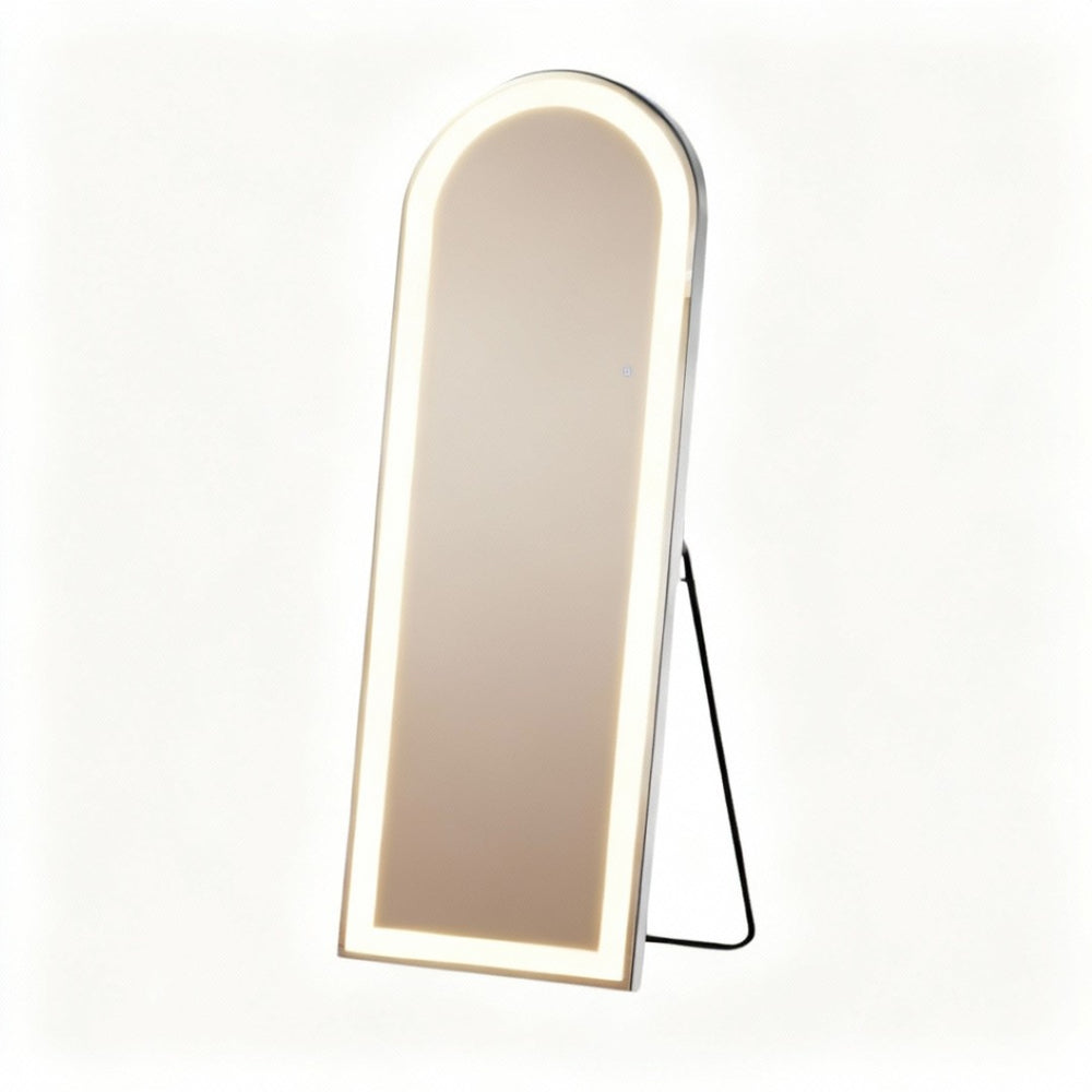 HomeRoots 71" Elegant Arched LED Frameless Full-Length Mirror – Versatile Freestanding or Wall-Mount Design 636335