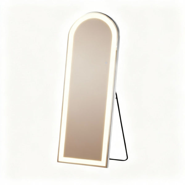 HomeRoots 71" Elegant Arched LED Frameless Full-Length Mirror – Versatile Freestanding or Wall-Mount Design 636335