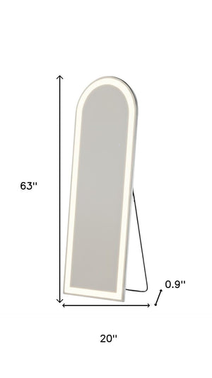 HomeRoots 63" Elegant Arch Lighted Full-Length Mirror with Adjustable LED - Versatile Freestanding & Wall-Mount 636336