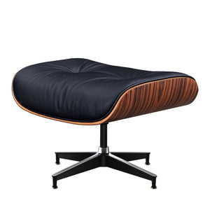 HomeRoots 28" Black and Rosewood Tufted Leather Lounge Chair & Ottoman Set - Mid-Century Comfort & Style! 636337