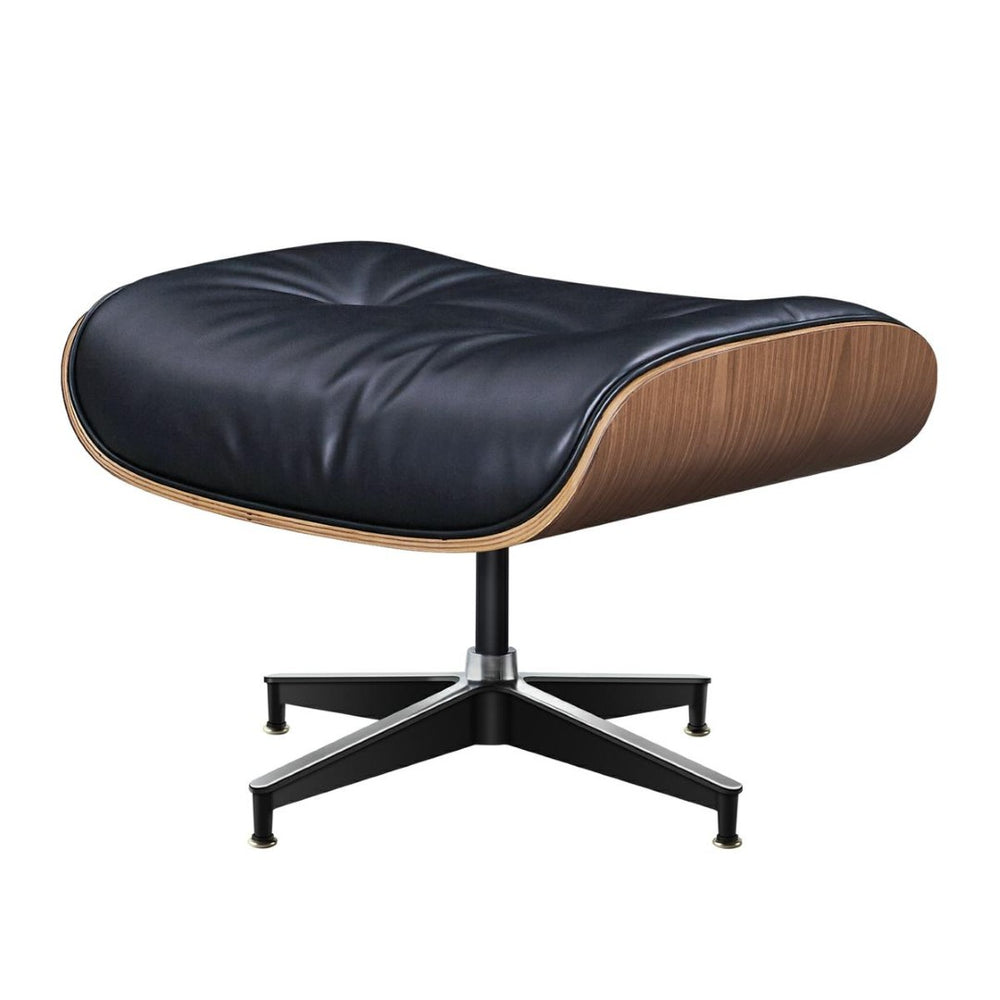 HomeRoots 28" Black and Light Brown Tufted Leather Lounge Chair & Ottoman Set - Mid-Century Modern Comfort 636340