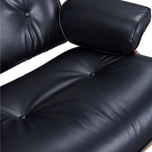HomeRoots 28" Black and Rosewood Tufted Leather Lounge Chair & Ottoman Set – Stylish, Comfortable, Modern Design 636341