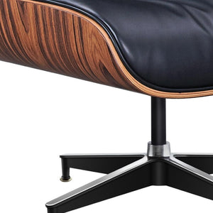HomeRoots 28" Black and Rosewood Tufted Leather Lounge Chair & Ottoman Set – Stylish, Comfortable, Modern Design 636341