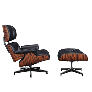 HomeRoots 28" Black and Rosewood Tufted Leather Lounge Chair & Ottoman Set – Stylish, Comfortable, Modern Design 636341