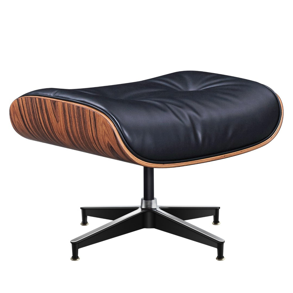 HomeRoots 28" Black and Rosewood Tufted Leather Lounge Chair & Ottoman Set – Stylish, Comfortable, Modern Design 636341