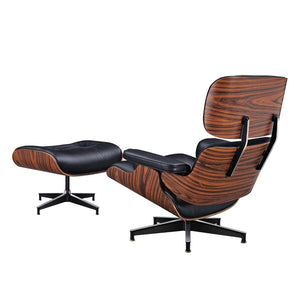 HomeRoots 28" Black and Rosewood Tufted Leather Lounge Chair & Ottoman Set – Stylish, Comfortable, Modern Design 636341