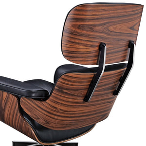 HomeRoots 28" Black and Rosewood Tufted Leather Lounge Chair & Ottoman Set – Stylish, Comfortable, Modern Design 636341