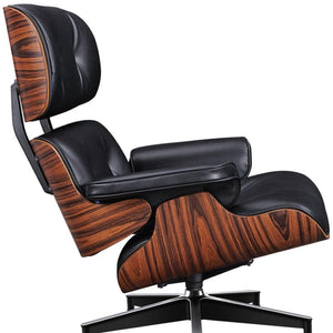 HomeRoots 28" Black and Rosewood Tufted Leather Lounge Chair & Ottoman Set – Stylish, Comfortable, Modern Design 636341