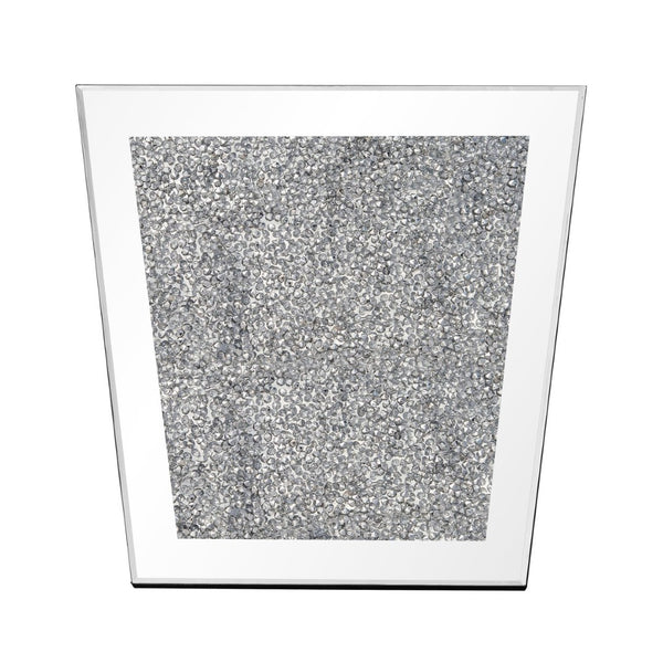 HomeRoots 14" Glamorous Silver Mirrored Glass Table Vase with Faux Crystals – Perfect for Chic Home Decor! 636343