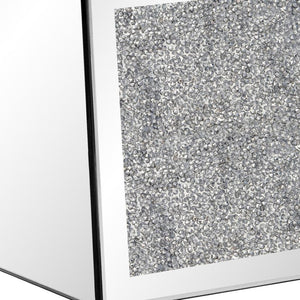 HomeRoots 14" Glamorous Silver Mirrored Glass Table Vase with Faux Crystals – Perfect for Chic Home Decor! 636343