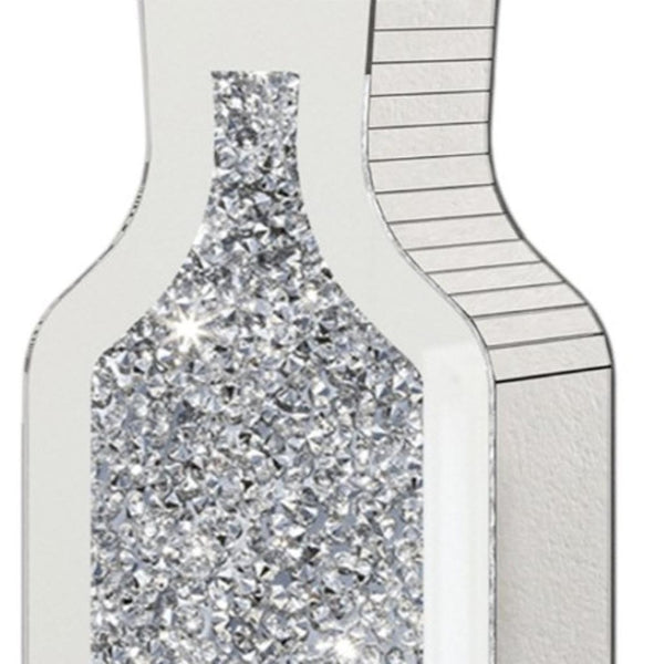 HomeRoots Set of Two Glamorous Silver Mirrored Floor Vases with Faux Crystals for Stunning Décor Accents 636347