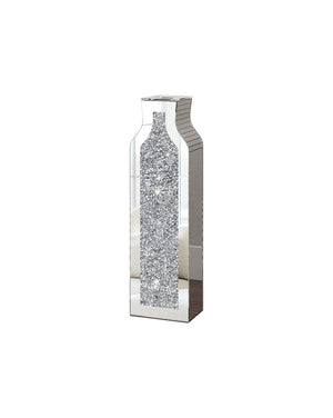 HomeRoots Set of Two Glamorous Silver Mirrored Floor Vases with Faux Crystals for Stunning Décor Accents 636347