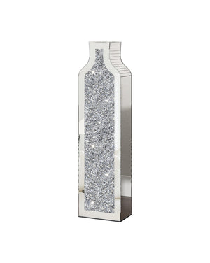 HomeRoots Set of Two Glamorous Silver Mirrored Floor Vases with Faux Crystals for Stunning Décor Accents 636347