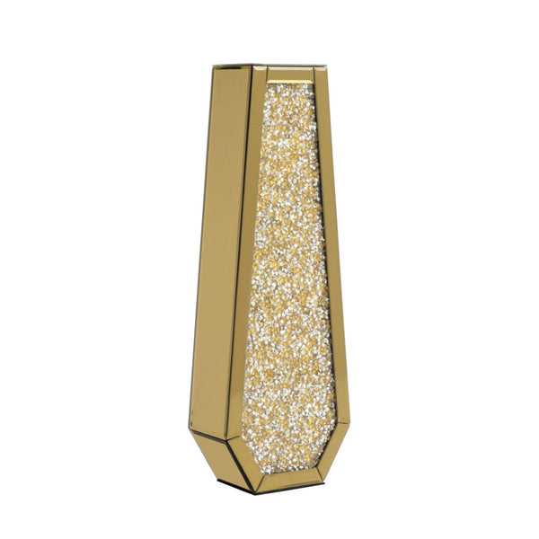 HomeRoots 24" Gold Crystal Glass Floor Vase - Elegant Centerpiece with Faux Crystals for Glamorous Decor 636349