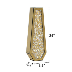 HomeRoots 24" Gold Crystal Glass Floor Vase - Elegant Centerpiece with Faux Crystals for Glamorous Decor 636349