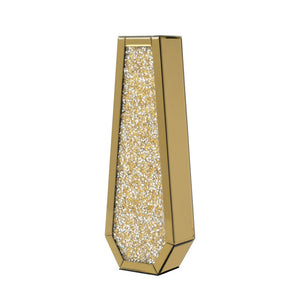 HomeRoots 24" Gold Crystal Glass Floor Vase - Elegant Centerpiece with Faux Crystals for Glamorous Decor 636349