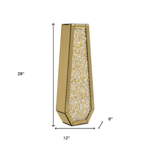 HomeRoots 24" Gold Crystal Glass Floor Vase - Elegant Centerpiece with Faux Crystals for Glamorous Decor 636349