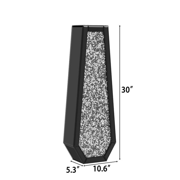 HomeRoots 30" Black Mirrored Glass Floor Vase with Faux Crystals - Elegant Centerpiece for Home Décor & Events 636350