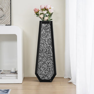 HomeRoots 30" Black Mirrored Glass Floor Vase with Faux Crystals - Elegant Centerpiece for Home Décor & Events 636350