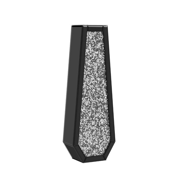 HomeRoots 24" Black Crystal Glass Floor Vase - Glamorous Home Décor with Faux Crystals for Stunning Displays 636351