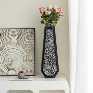 HomeRoots 24" Black Crystal Glass Floor Vase - Glamorous Home Décor with Faux Crystals for Stunning Displays 636351