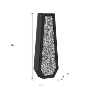 HomeRoots 24" Black Crystal Glass Floor Vase - Glamorous Home Décor with Faux Crystals for Stunning Displays 636351
