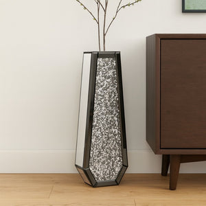 HomeRoots 24" Black Crystal Glass Floor Vase - Glamorous Home Décor with Faux Crystals for Stunning Displays 636351