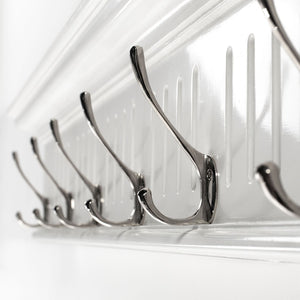 HomeRoots 39" White Solid Wood Wall Coat Rack with 6 Sturdy Hooks - Coastal Charm for Organized Entryways 636371