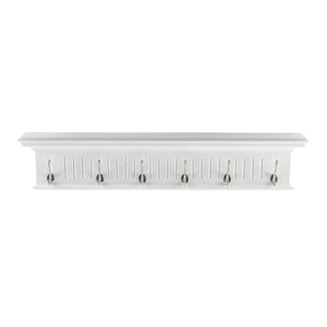 HomeRoots 39" White Solid Wood Wall Coat Rack with 6 Sturdy Hooks - Coastal Charm for Organized Entryways 636371