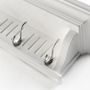 HomeRoots 39" White Solid Wood Coat Rack with 6 Hooks - Coastal-Inspired Wall-Mount for Stylish Entryway Organization 636372