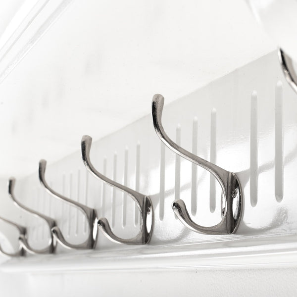 HomeRoots 39" White Solid Wood Coat Rack with 6 Hooks - Coastal-Inspired Wall-Mount for Stylish Entryway Organization 636372