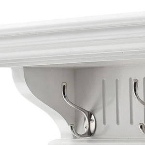 HomeRoots 39" White Solid Wood Coat Rack with 6 Hooks - Coastal-Inspired Wall-Mount for Stylish Entryway Organization 636372