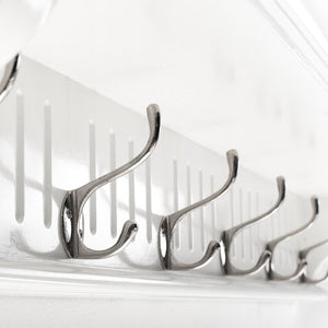 HomeRoots 39" White Solid Wood Coat Rack with 6 Hooks - Coastal-Inspired Wall-Mount for Stylish Entryway Organization 636372