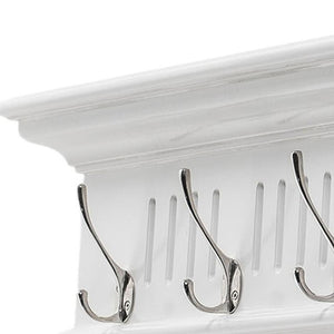 HomeRoots 51" White Solid Wood Coat Rack with Eight Hooks - Elegant, Space-Saving Wall-Mount for Any Room 636374