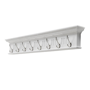 HomeRoots 51" White Solid Wood Coat Rack with Eight Hooks - Elegant, Space-Saving Wall-Mount for Any Room 636374