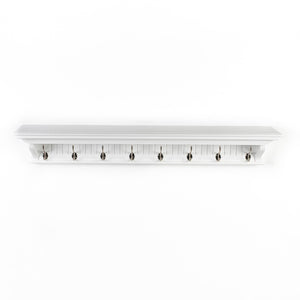 HomeRoots 51" White Solid Wood Coat Rack with 8 Hooks - Coastal Charm for Organized Entryway & Stylish Storage 636376