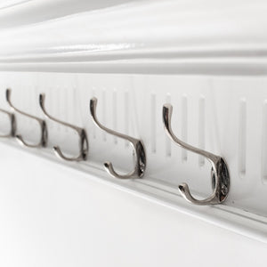HomeRoots 51" White Solid Wood Coat Rack with 8 Hooks - Coastal Charm for Organized Entryway & Stylish Storage 636376